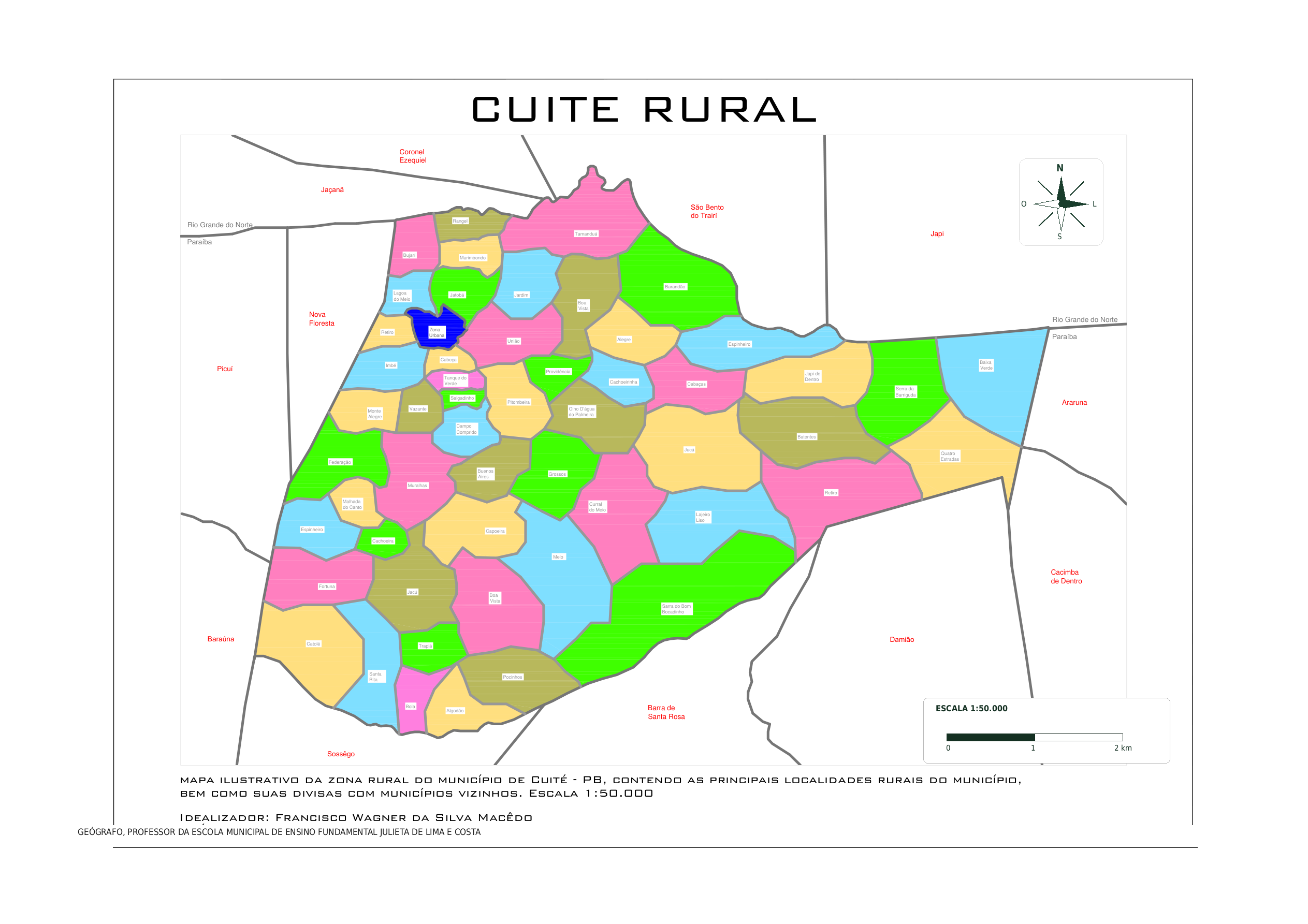 Prévia do mapa participativo de Cuité, com localidades rurais e limites municipais. A imagem mantém sua proporção original.